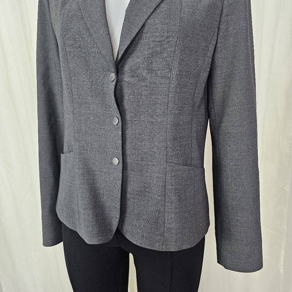 Elie Tahari snap button two-tone gray wool blazer size 8 - Picture 3 of 14